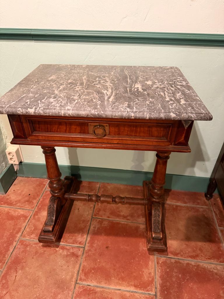 Antieke vintage wandtafel met echt marmeren blad, Ophalen