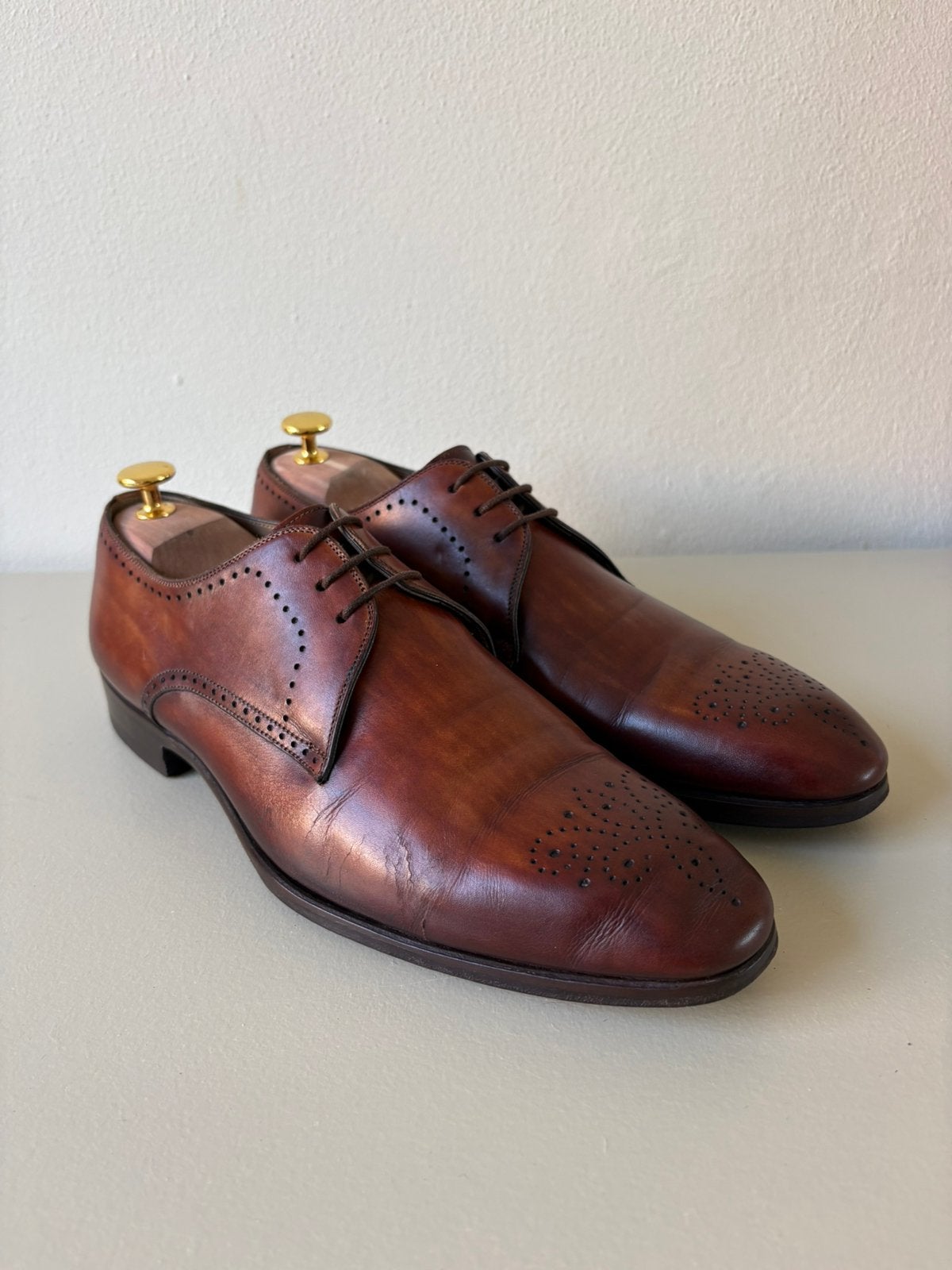 Magnanni Patina Derby Brogues - Bruin - Maat 41 (UK 7.5), Bruin, Ophalen of Verzenden, Gedragen, Veterschoenen