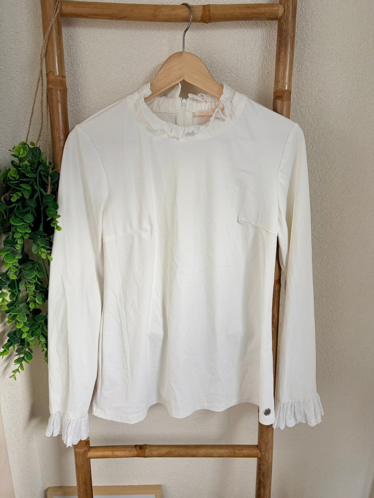 Triple Nine travelstof blouse maat S, Ophalen of Verzenden, Zo goed als nieuw, Maat 36 (S), Wit