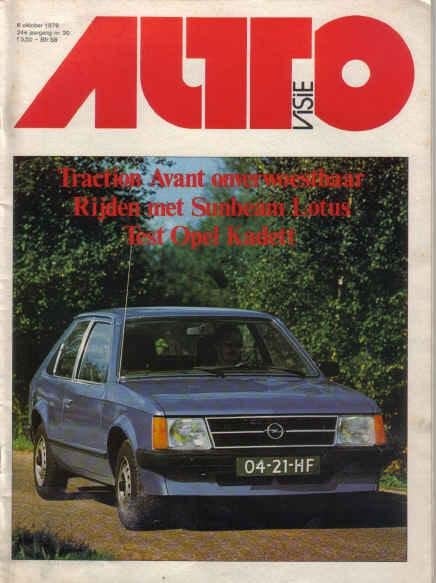 Autovisie 20 1979 : Talbot Sunbeam Lotus - Opel Kadett 1.3S, Ophalen of Verzenden, Gelezen, Algemeen