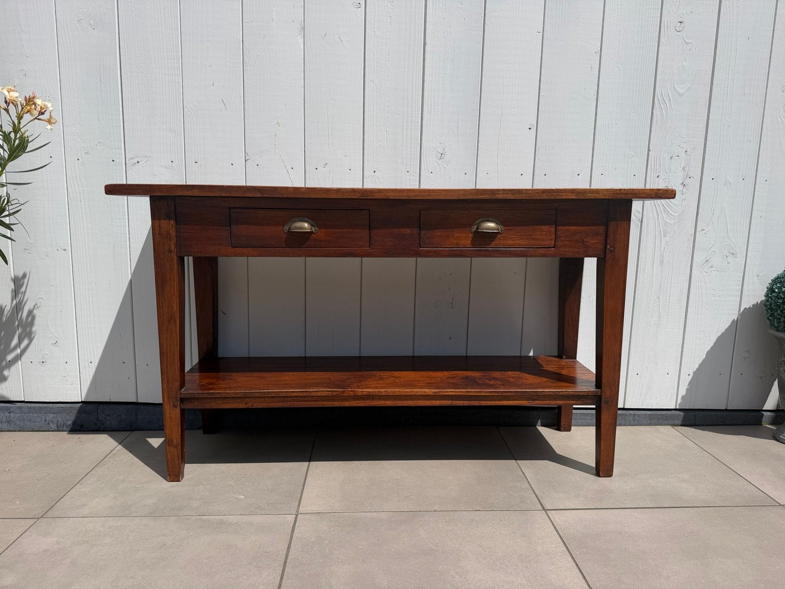 Sidetable / Console tafel van teakhout - 140x39x77 cm, Huis en Inrichting, Tafels | Sidetables, Gebruikt, 25 tot 50 cm, 100 tot 150 cm