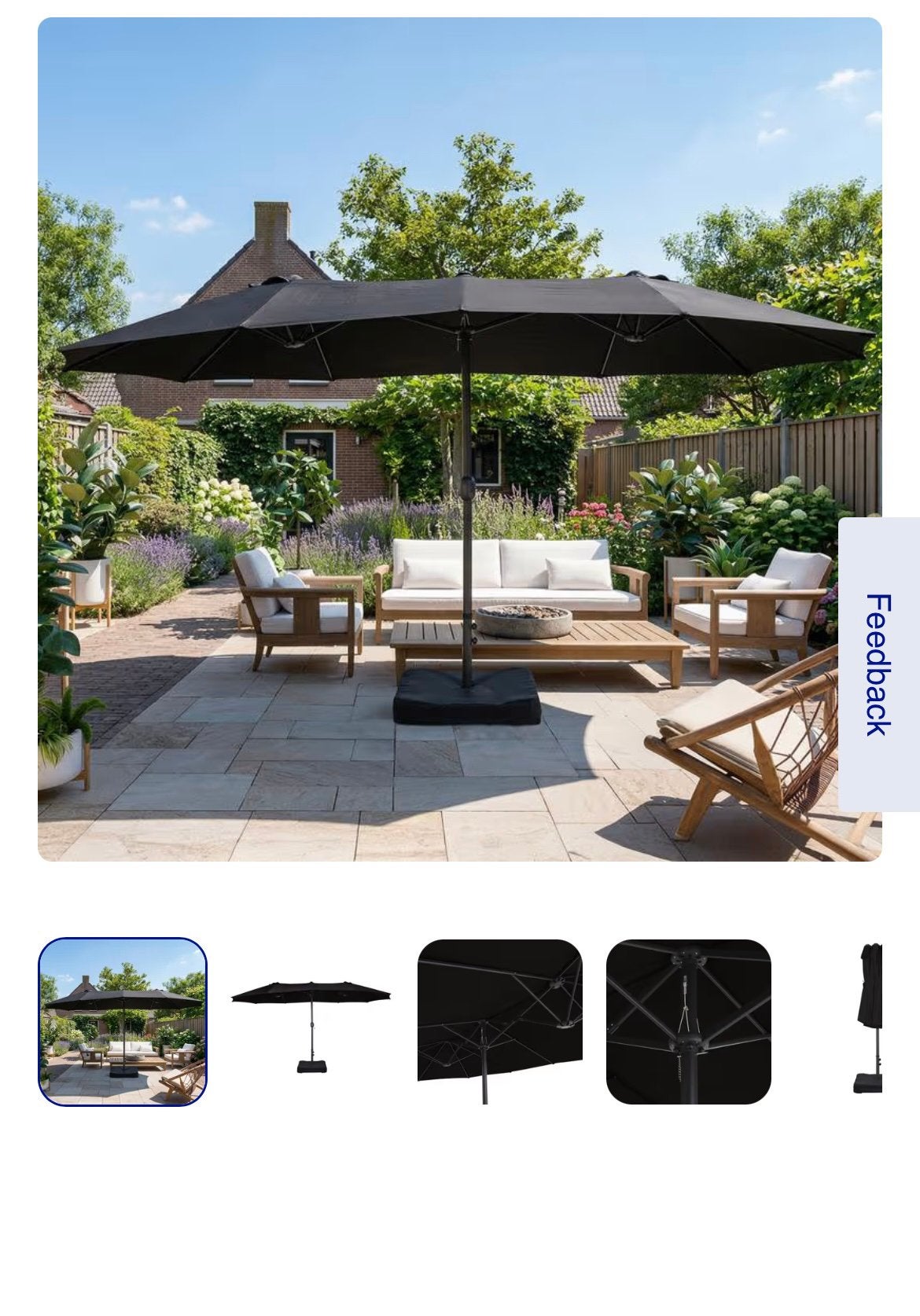 Zgan dubbele parasol, Tuin en Terras, Parasols, Ophalen, Zo goed als nieuw, Zweefparasol