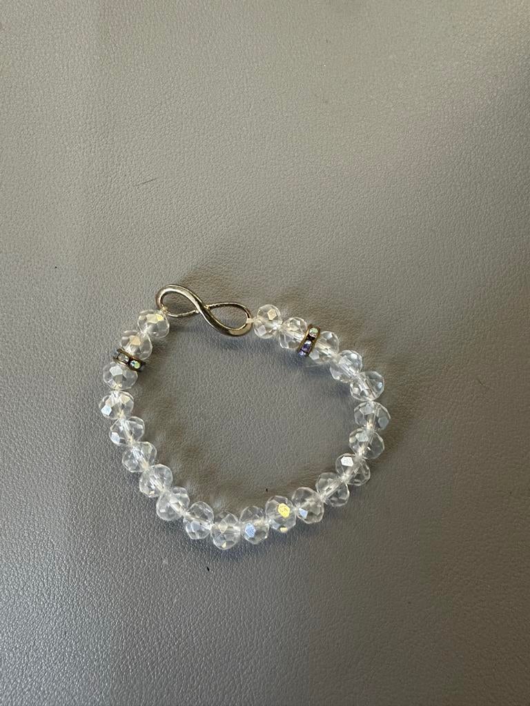 Elegante kralenarmband met infinity symbool, Ophalen of Verzenden, Zo goed als nieuw