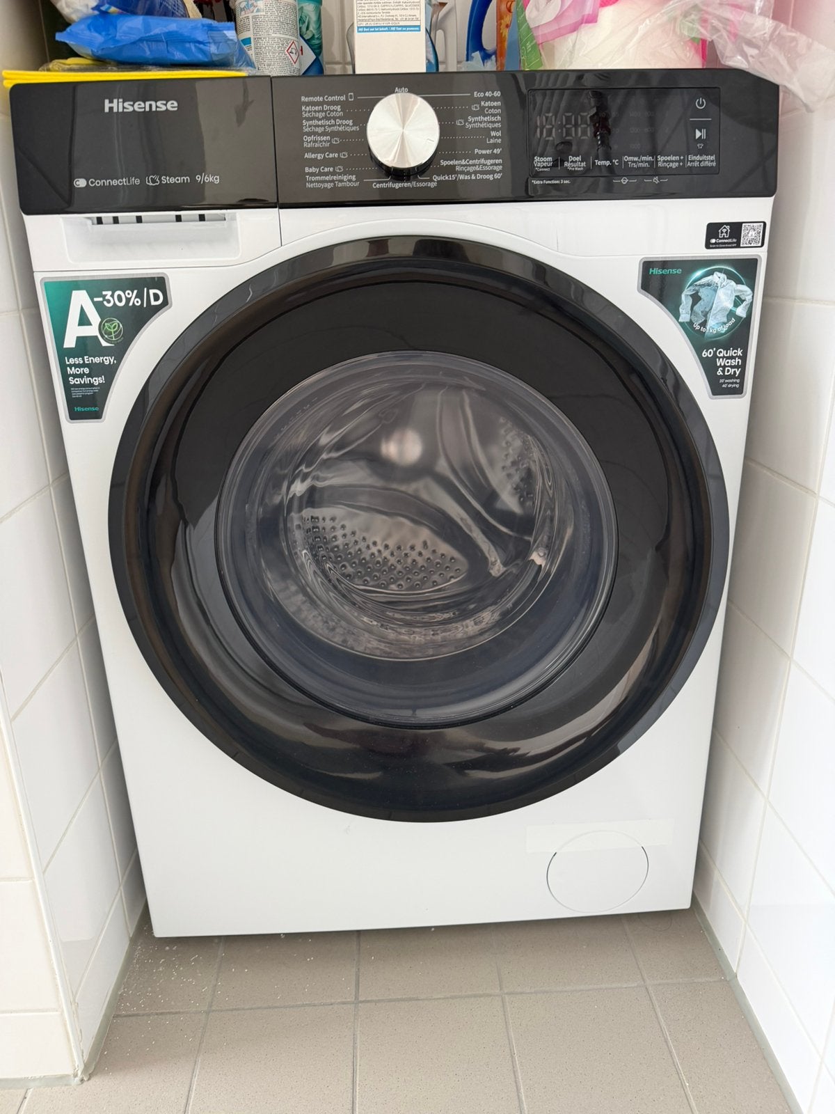 Washer/Dryer Combo – WITH warranty (purchased Oct 2025), Witgoed en Apparatuur, 8 tot 10 kg, Ophalen, Zo goed als nieuw, 85 tot 90 cm