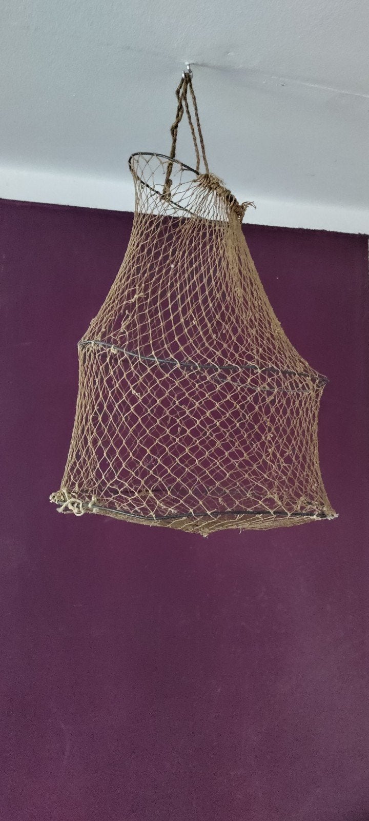 Leefnet,Visnet,bruin,decoratie,1970,Brocante,fuik,fuiknet, Ophalen of Verzenden, Gebruikt, Net of Fuik