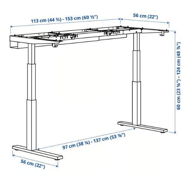 IKEA Mittzon elektrisch zit-sta bureau onderstel zwart, Ophalen, Nieuw, IKEA, In hoogte verstelbaar