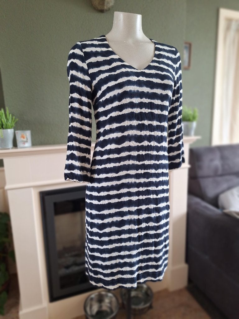 Kyra & Ko blauw witte streep jurk XS S 34 36, Kleding | Dames, Jurken, Knielengte, Kyra & Ko, Maat 36 (S), Gedragen
