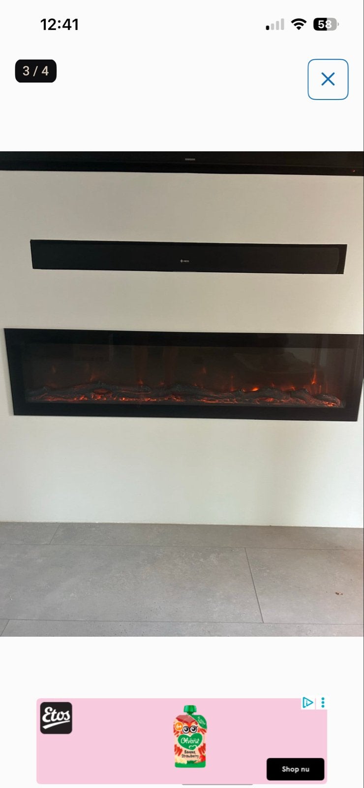 Moderne elektrische haard met diverse vlamkleuren, Ophalen of Verzenden, Zo goed als nieuw, Hangende haard, Elektrische haard
