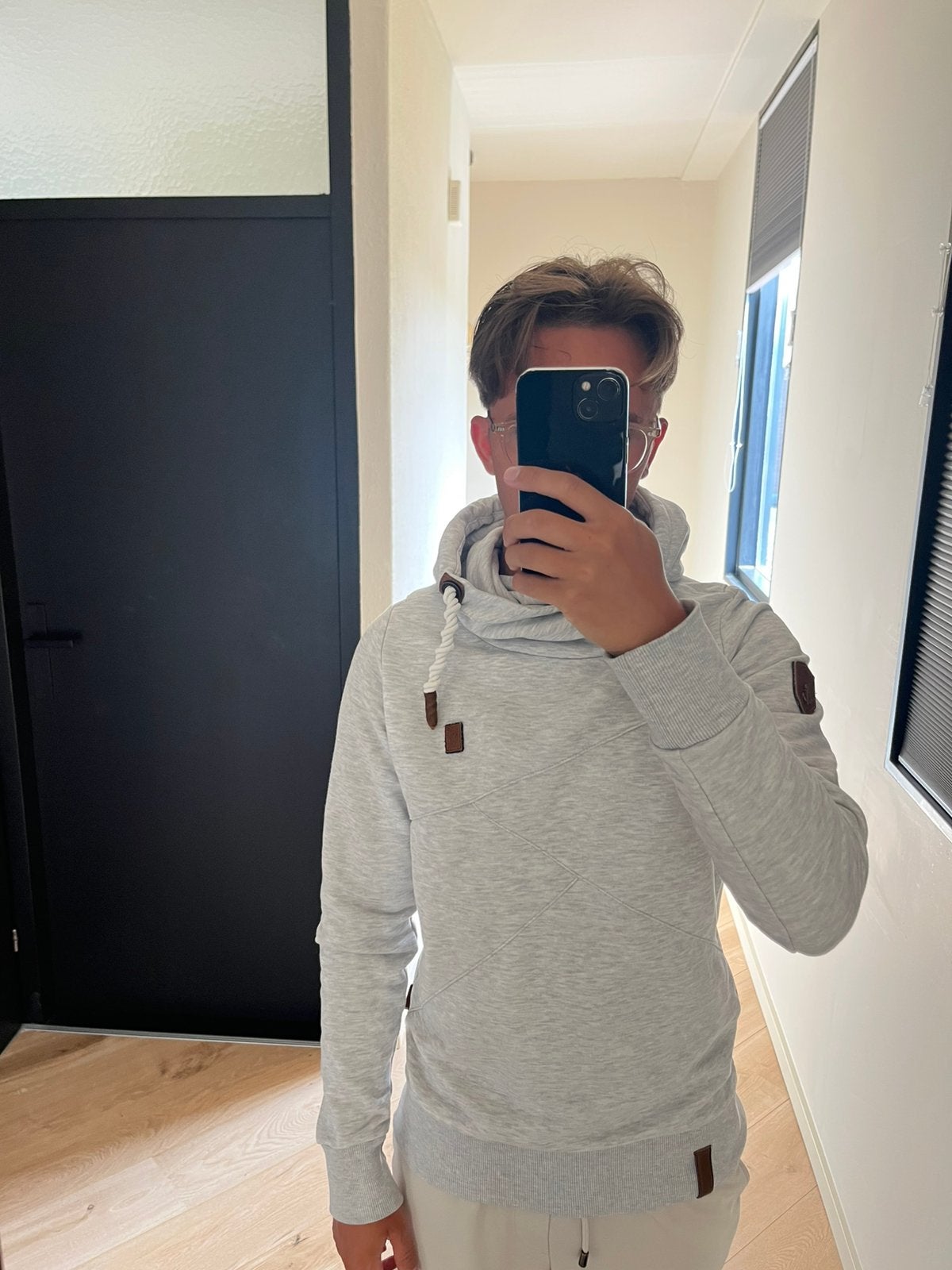 Naketano grijze hoodie coltrui sweater maat S – katoenmix, Ophalen of Verzenden, Zo goed als nieuw