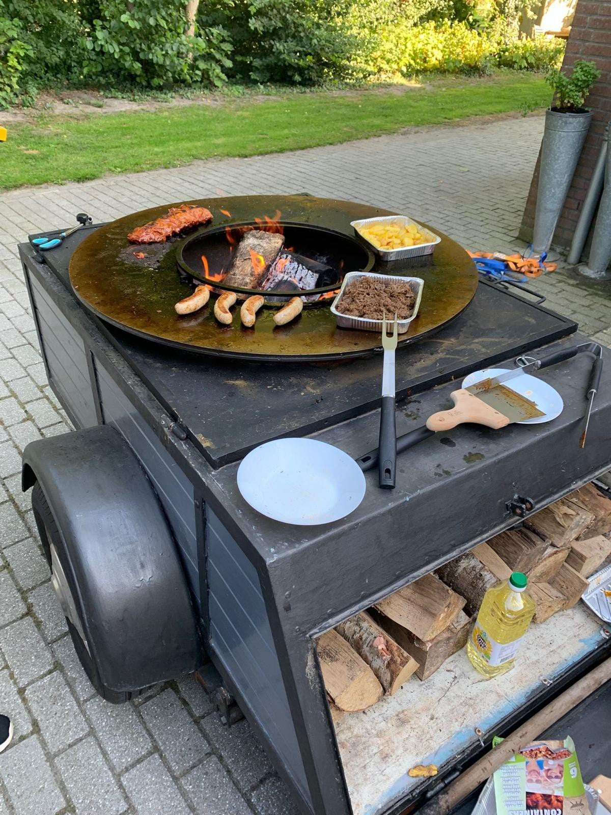 🔥 BBQ Plancha Kar aanhanger te huur! 🍗, Ophalen of Verzenden