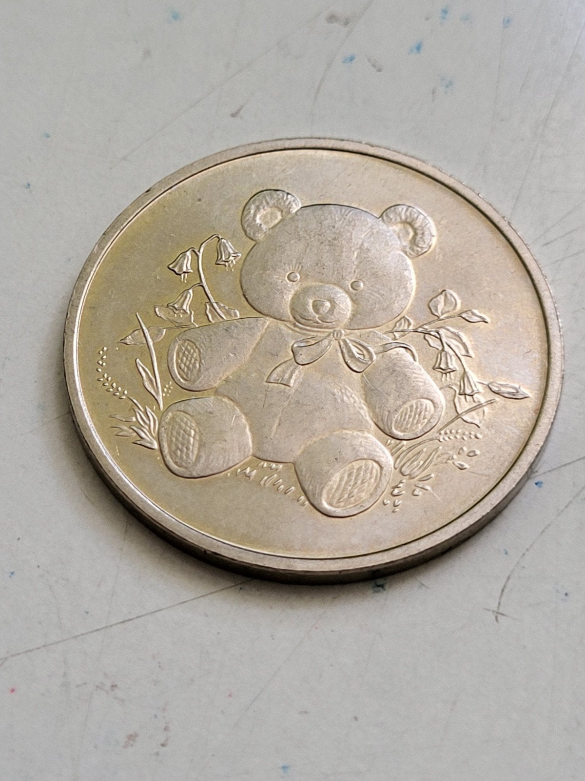 Munt 'Voor de liefste Baby' met teddybeer, Postzegels en Munten, Penningen en Medailles, Ophalen of Verzenden