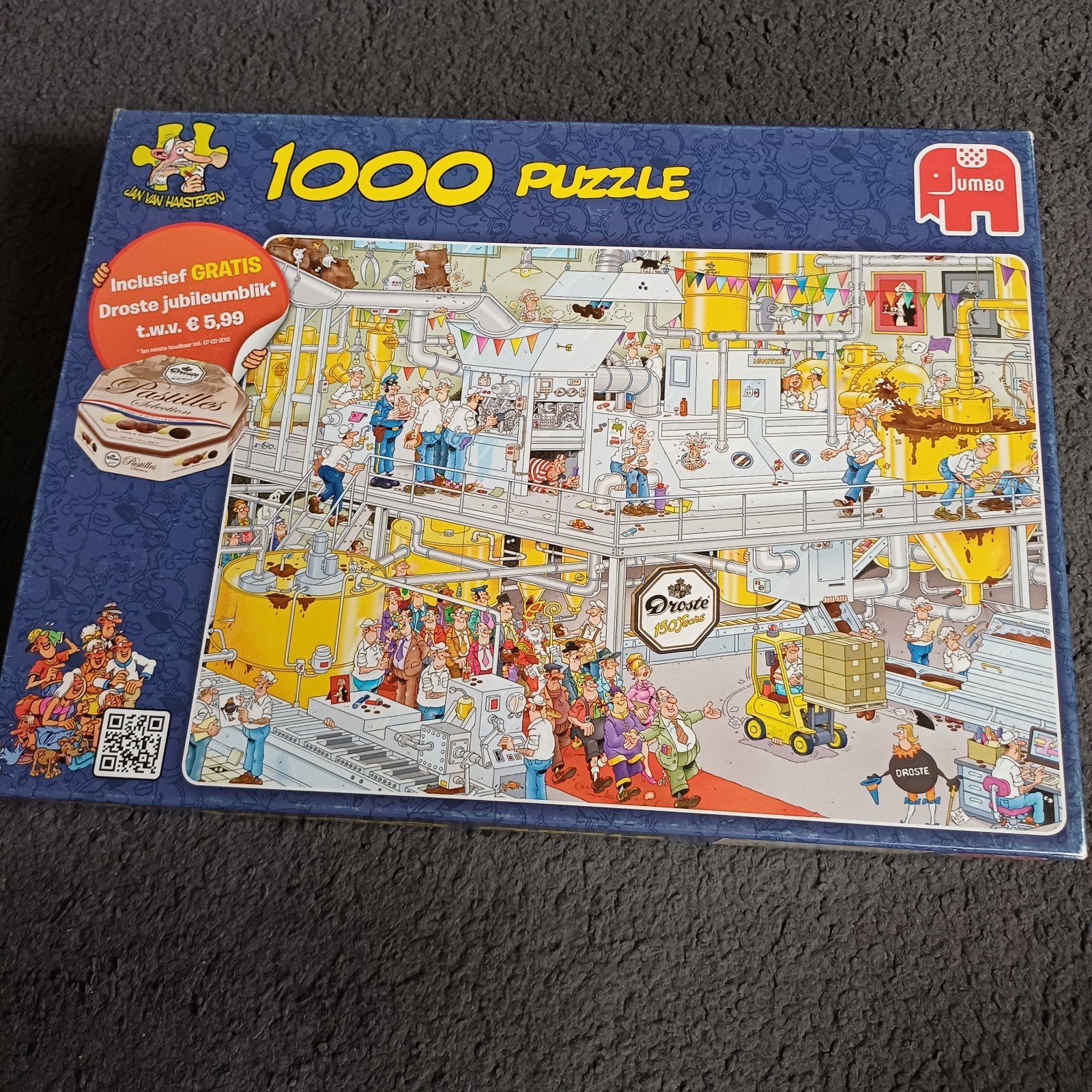 Jan van Haasteren De Chocoladefabriek 1000 stukjes, Ophalen, 500 t/m 1500 stukjes, Zo goed als nieuw, Legpuzzel