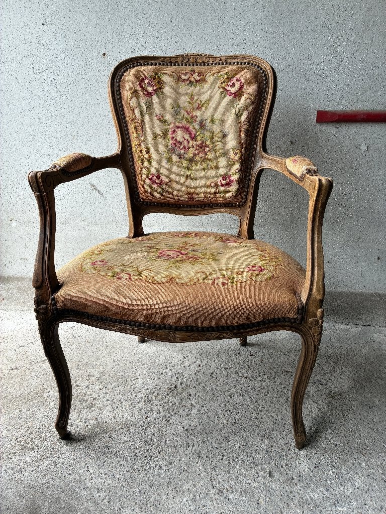 antieke Franse Louis XV- stijl fauteuil stoel 1, Ophalen