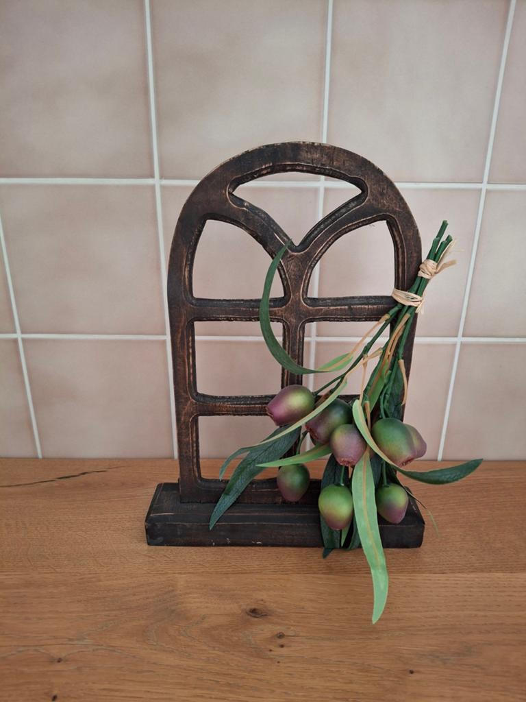 Decoratief houten raam met olijftakken, Hout, Ophalen of Verzenden, Bruin, Landelijk