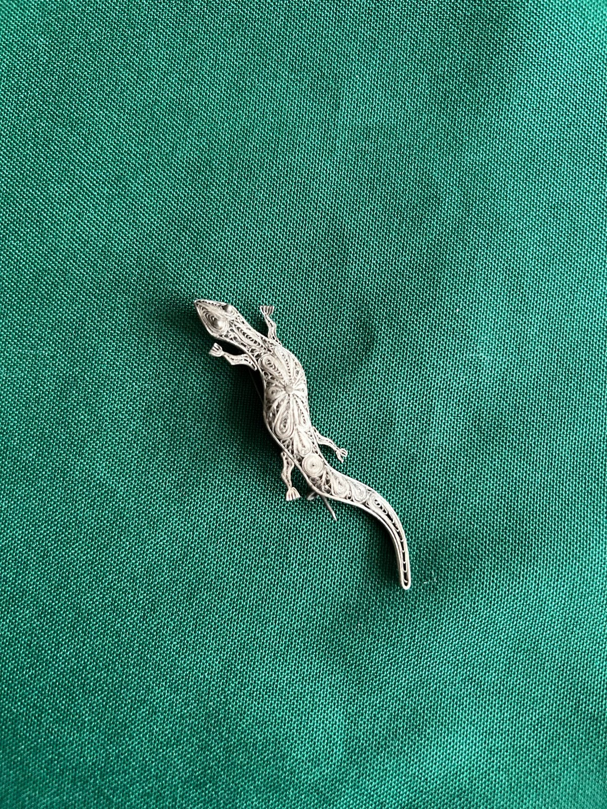Djokja Zilveren Hagedis Broche, Ophalen of Verzenden, Gebruikt, 4 tot 7 cm, Zilver