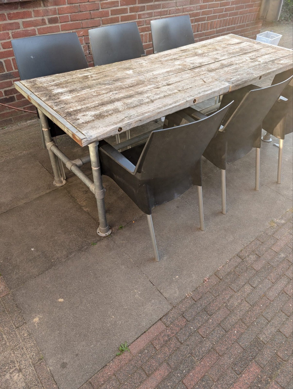 Robuuste steigerhouten tuintafel 80x200 cm, Tuin en Terras, Tuintafels, Ophalen, Gebruikt, Rechthoekig, Hout