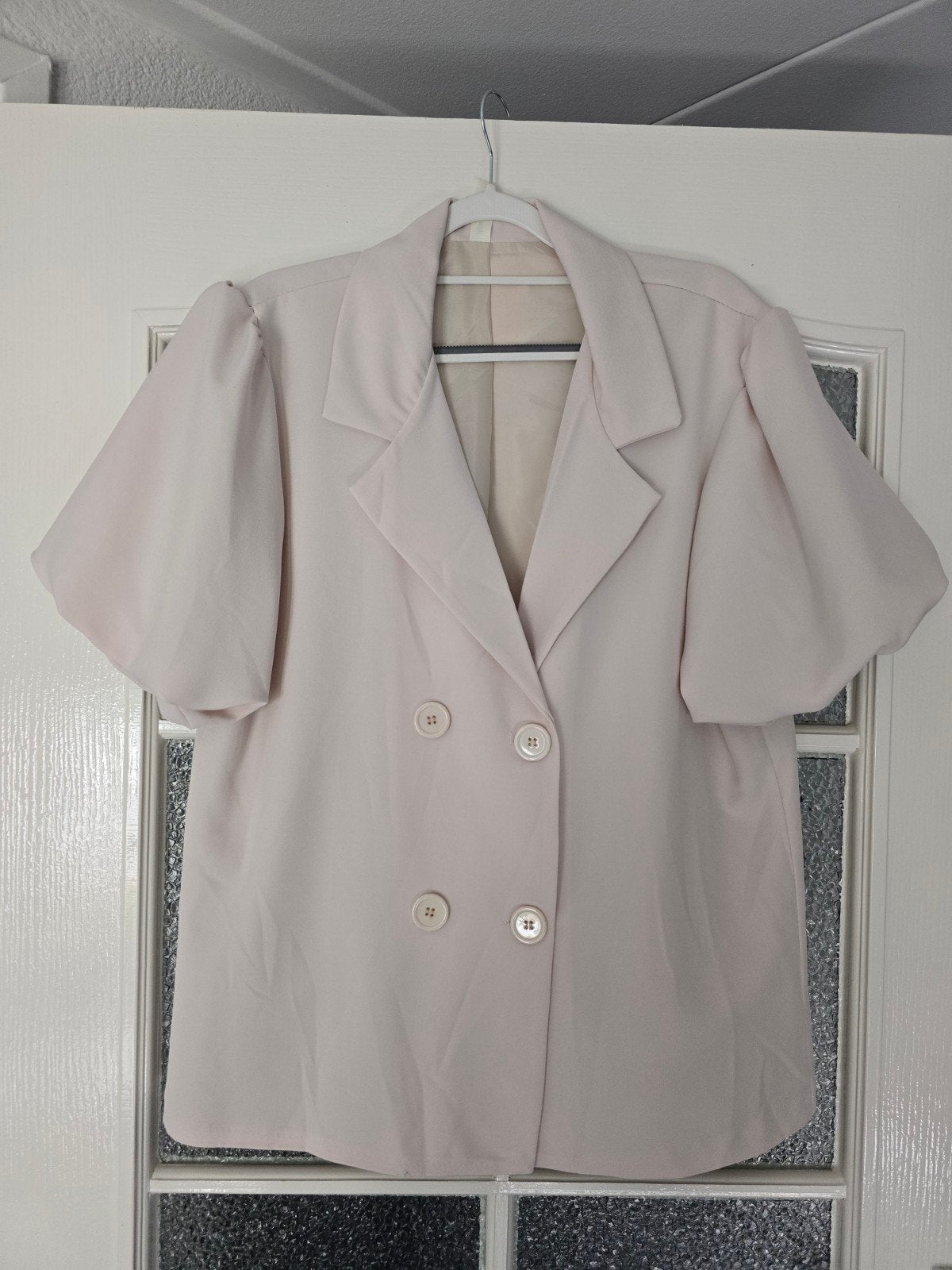 nieuw blazer korte mouw beige, Ophalen of Verzenden, Nieuw, Maat 42/44 (L), Beige