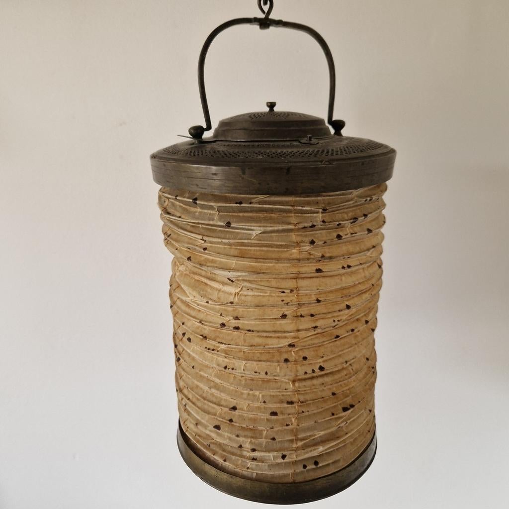 Antieke lantaarn uitvouwbare koperen oosterse lamp, Ophalen of Verzenden, Koper
