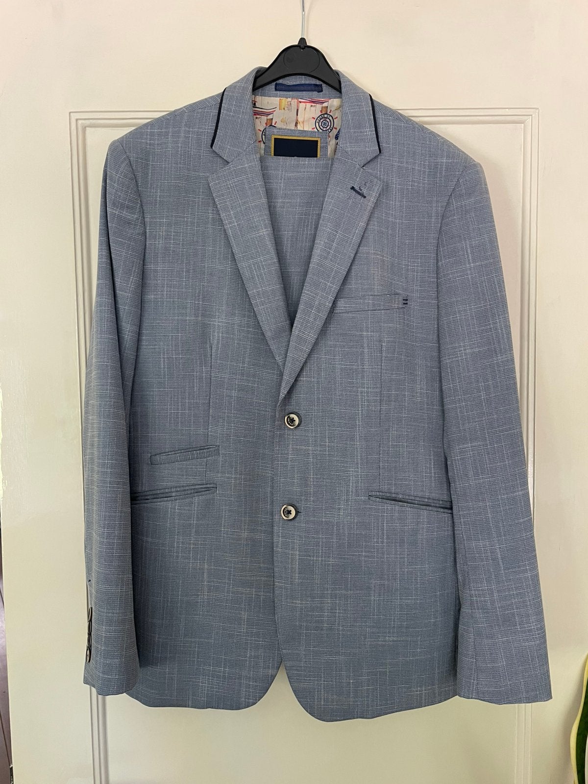 :: House of Cavani pak/suit/trouwpak | lichtblauw, Ophalen of Verzenden, Zo goed als nieuw, Maat 48/50 (M), Blauw