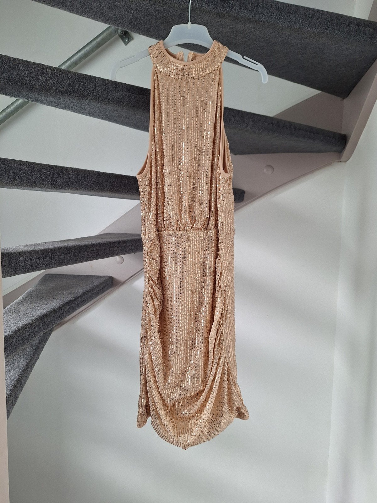 Gouden pailletten jurk maat L, Kleding | Dames, Jurken, Ophalen of Verzenden, Zo goed als nieuw, Maat 42/44 (L), Overige kleuren