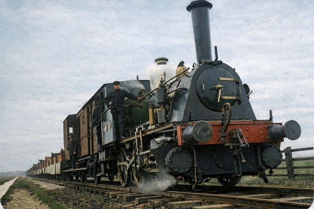 Vervoer-Beroepen-Foto-O-142  Repro-  Stoomtrein, Ophalen of Verzenden, 1980 tot heden, Nieuw, Overige onderwerpen