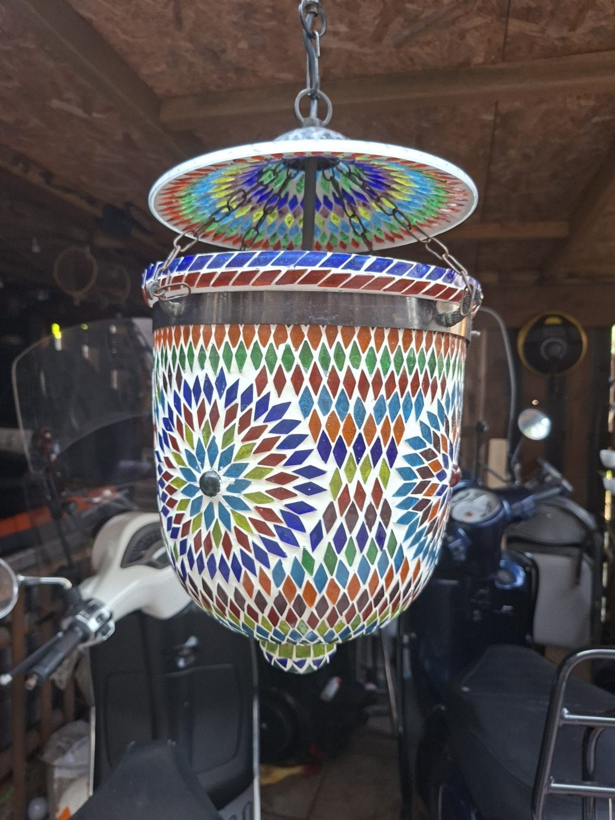 Mozaïek Hanglamp - Handgemaakt en Kleurrijk, Bohemian, Meerkleurig, Ophalen of Verzenden, Zo goed als nieuw