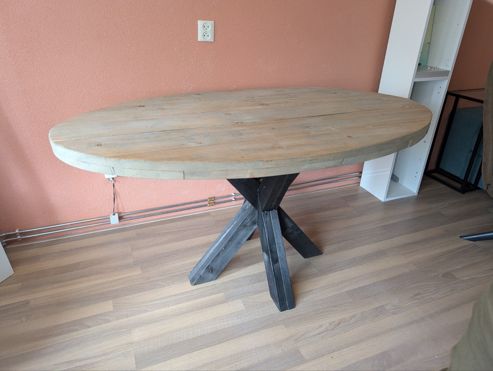 Steigerhouten eetkamertafel - 160x92x82cm, Huis en Inrichting, Ophalen, 50 tot 100 cm, Zo goed als nieuw, 150 tot 200 cm