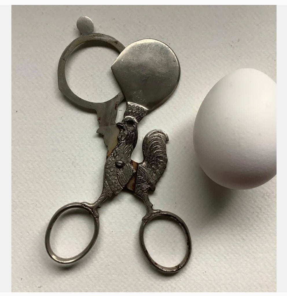 Antieke oude eier-snijder 14,5 cm eierschaal schaar, Antiek en Kunst, Ophalen of Verzenden