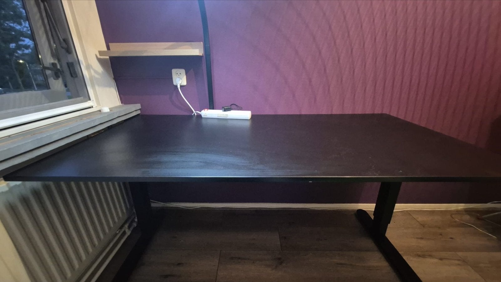 Zwart in hoogte verstelbaar bureau 160x80 cm, Ophalen, Gebruikt, In hoogte verstelbaar, Zit-sta bureau