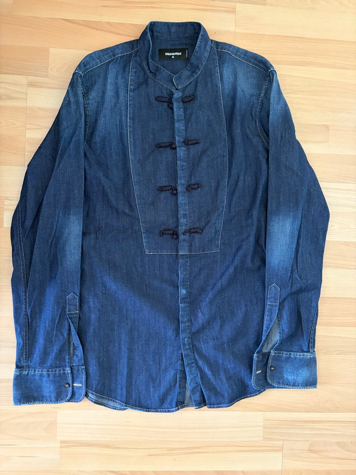 Dsquared2 Denim overhemd met Chinese knopen, Ophalen of Verzenden, Zo goed als nieuw, Blauw, Overige halswijdtes