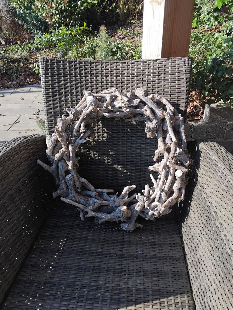 Stoere krans van drijfhout - unieke decoratie, Ophalen of Verzenden