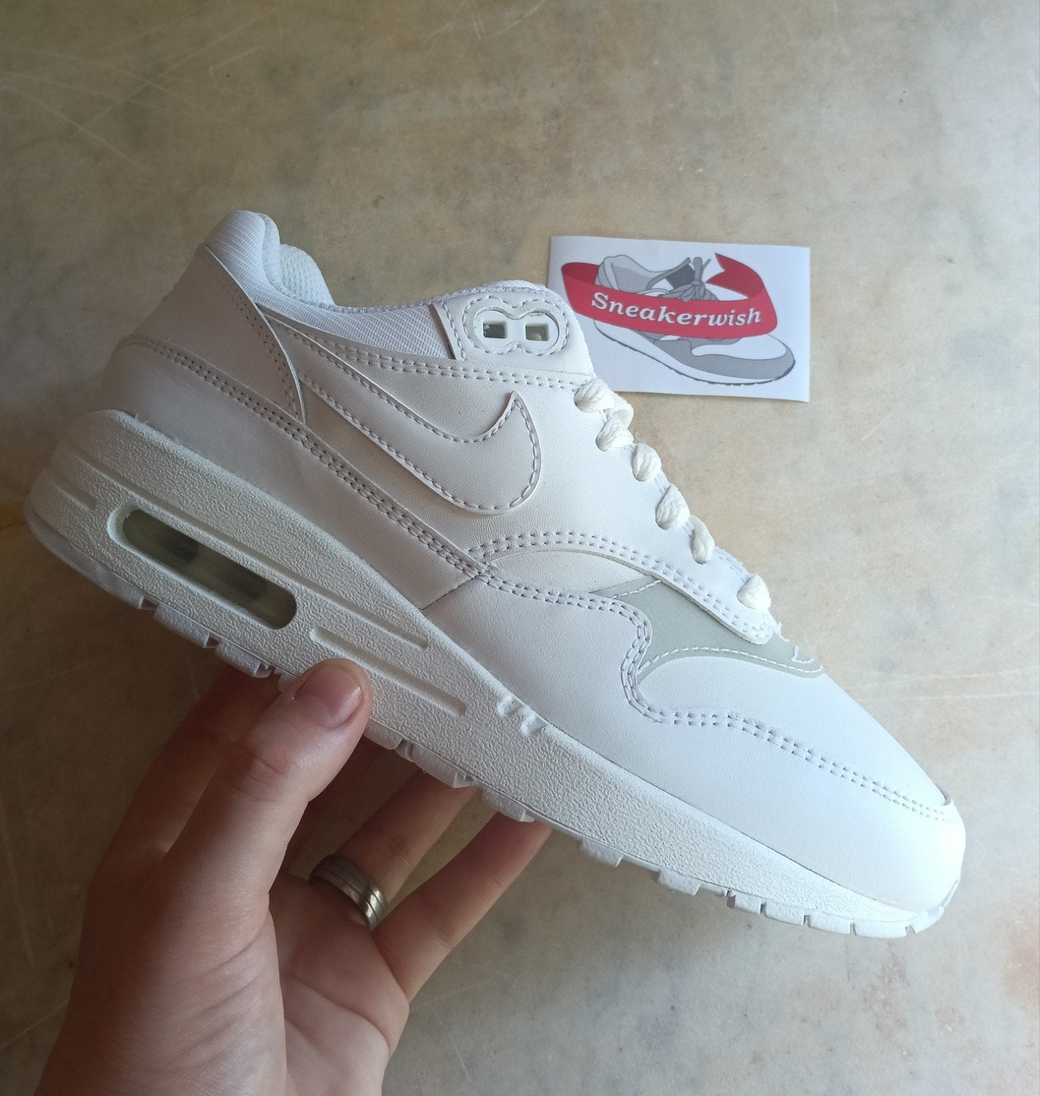 Nike Air Max 1 White Silver Leather EU 36, ., Wit, Nike, Nieuw