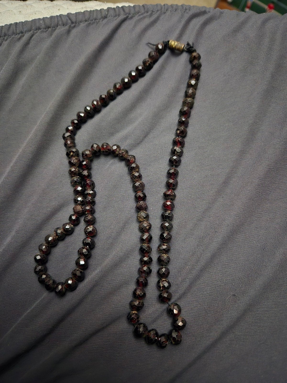 Vintage facetgeslepen granaat kralenketting, Ophalen of Verzenden
