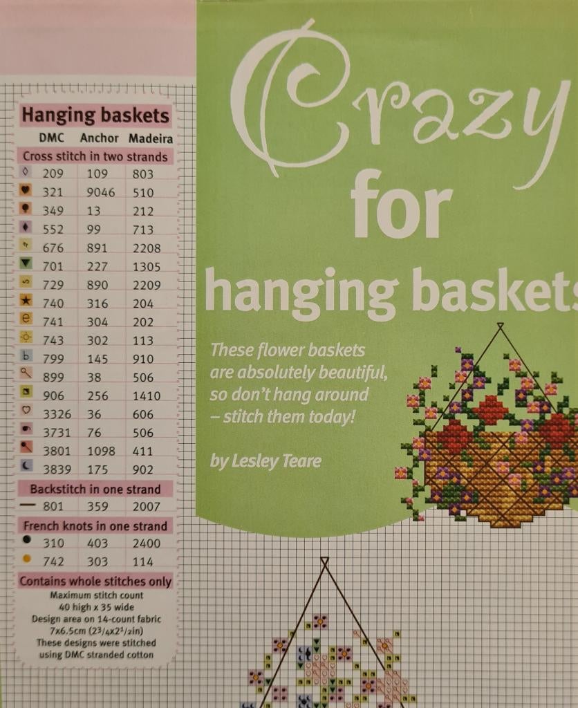 10 hanging basket borduurpatronen, Ophalen, Nieuw, Handborduren, Patroon
