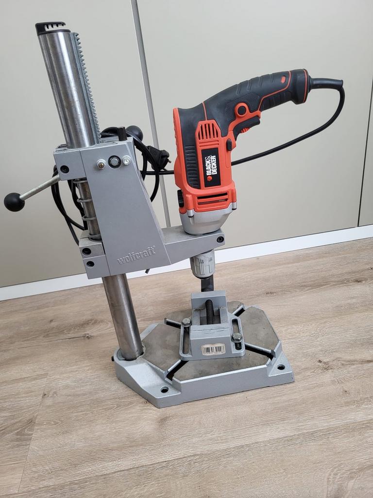 Wolfcraft kolomboorhouder met Black & Decker boormachine, Ophalen, Nieuw, 600 watt of meer, Kolomboormachine