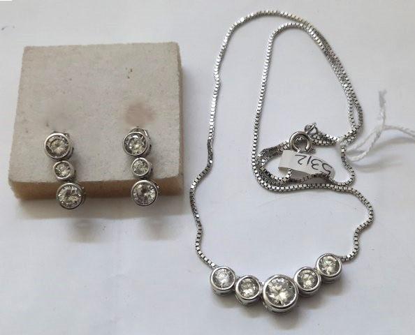 Prachtige halsketting met geïntegreerd ornament + oorbellen, Ophalen, Nieuw, Zilver, Overige materialen