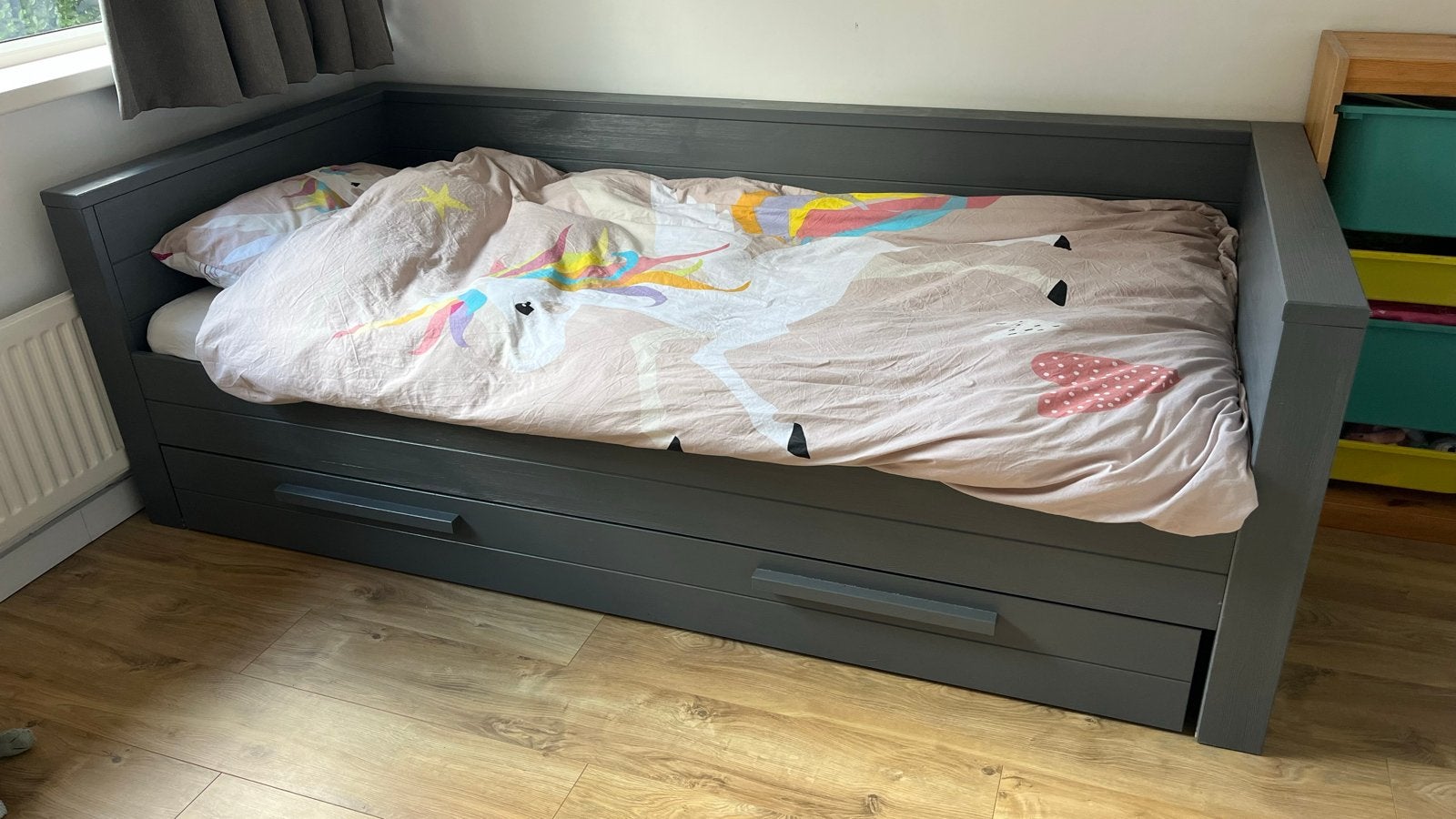 Woood Dennis bed met opberglade, Ophalen, Gebruikt, 90 cm, Eenpersoons