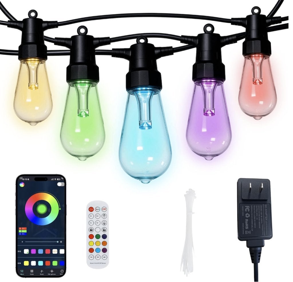 Lichtsnoer voor buiten, 15 m, 20 RGBW-leds, Tuin en Terras, Minder dan 50 watt, Nieuw, Ophalen of Verzenden, Netvoeding