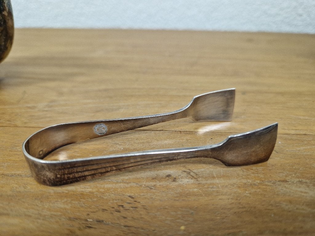 Oude verzilverde suikerklontjes tang, Antiek en Kunst, Ophalen of Verzenden, Zilver