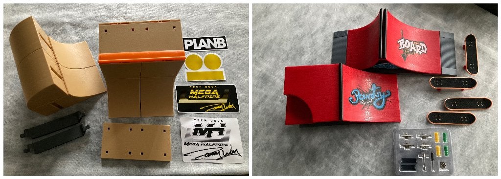 Tech Deck Vinger Skatebaan Onderdelen en Stickers + Extra, Ophalen, Zo goed als nieuw