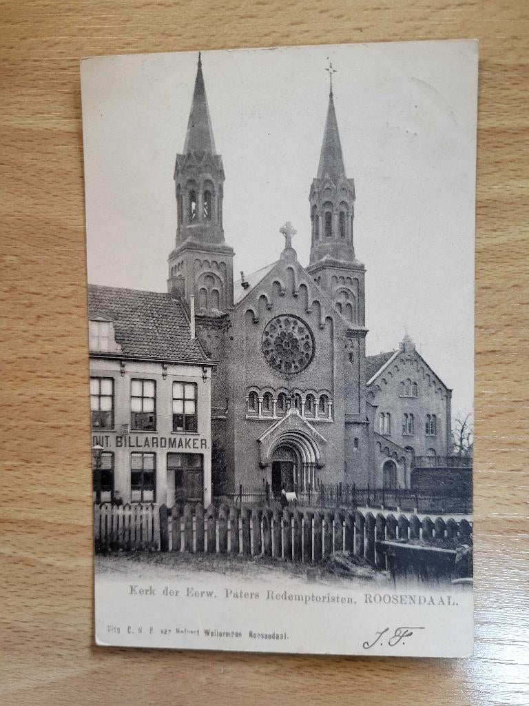 ROOSENDAAL Kerk 1903 Pater redemptoristen Reclame Biljart, Ophalen of Verzenden, Voor 1920, Noord-Brabant