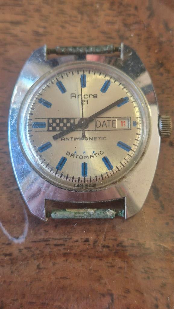 Ancre 21 Datomatic horloge - Loopt niet., Ophalen of Verzenden, Staal, Overige merken