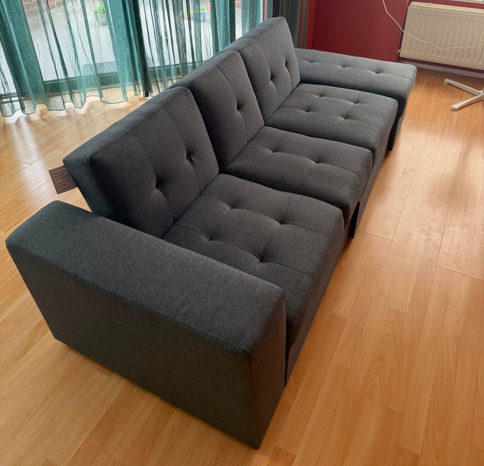 Beliani Falster slaapbank, donkergrijs, met opbergruimte, Huis en Inrichting, Ophalen, Modern, functioneel, Driepersoons, 75 tot 100 cm