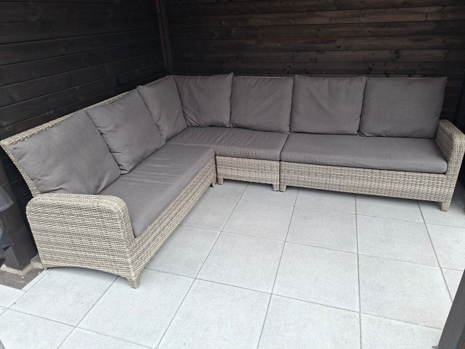Loungeset met verstelbare tafel - 5-6 zitplaatsen, Tuin en Terras, Ophalen, Gebruikt, 6 zitplaatsen, Loungeset