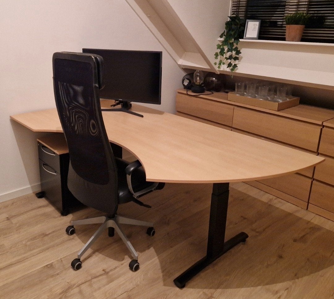 Modern Hoekbureau - Licht Houtkleur - 200cm, Huis en Inrichting, Bureaus, Ophalen