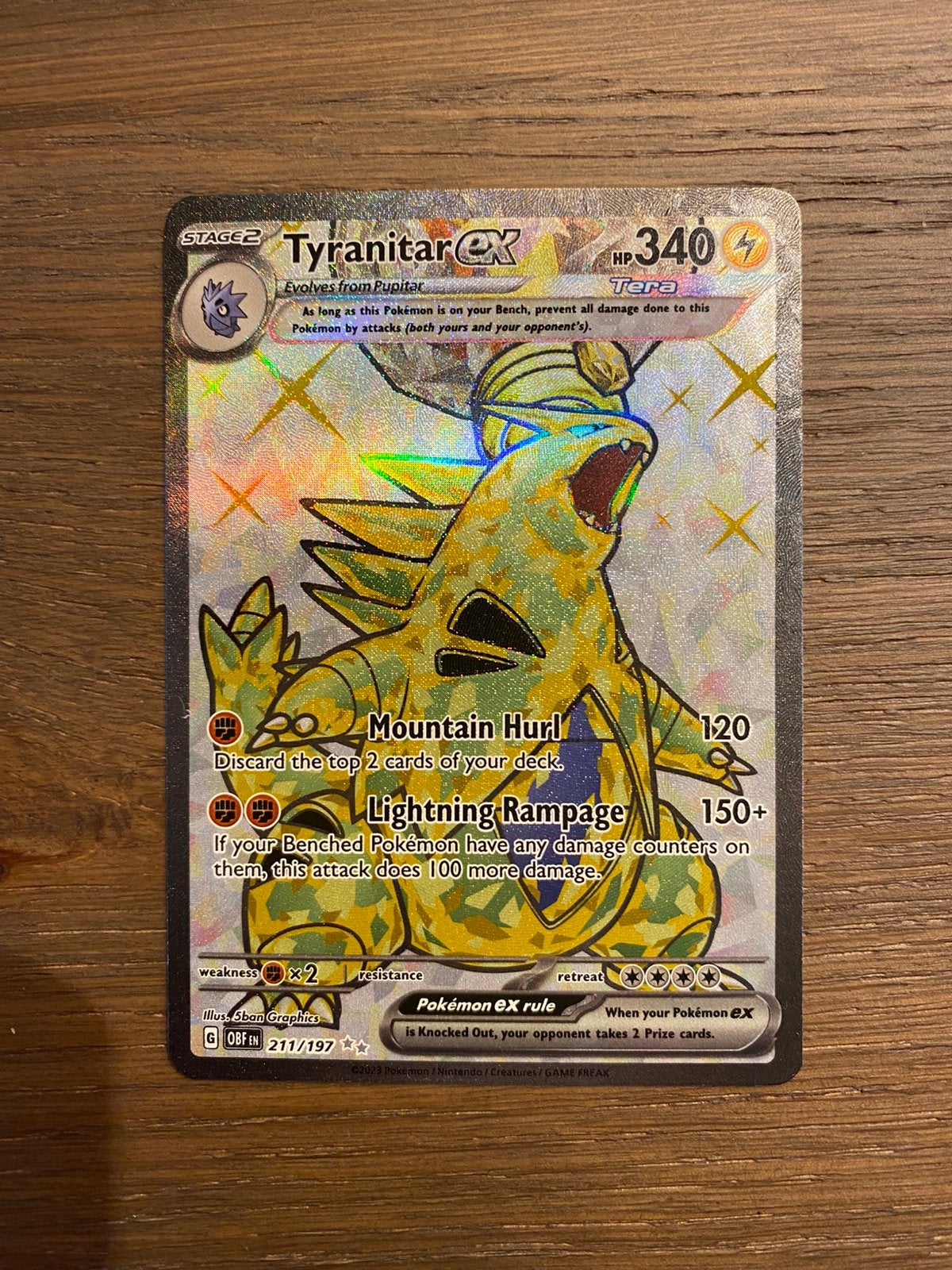 Pokeminkaart Tyranitar EX, Ophalen of Verzenden, Zo goed als nieuw