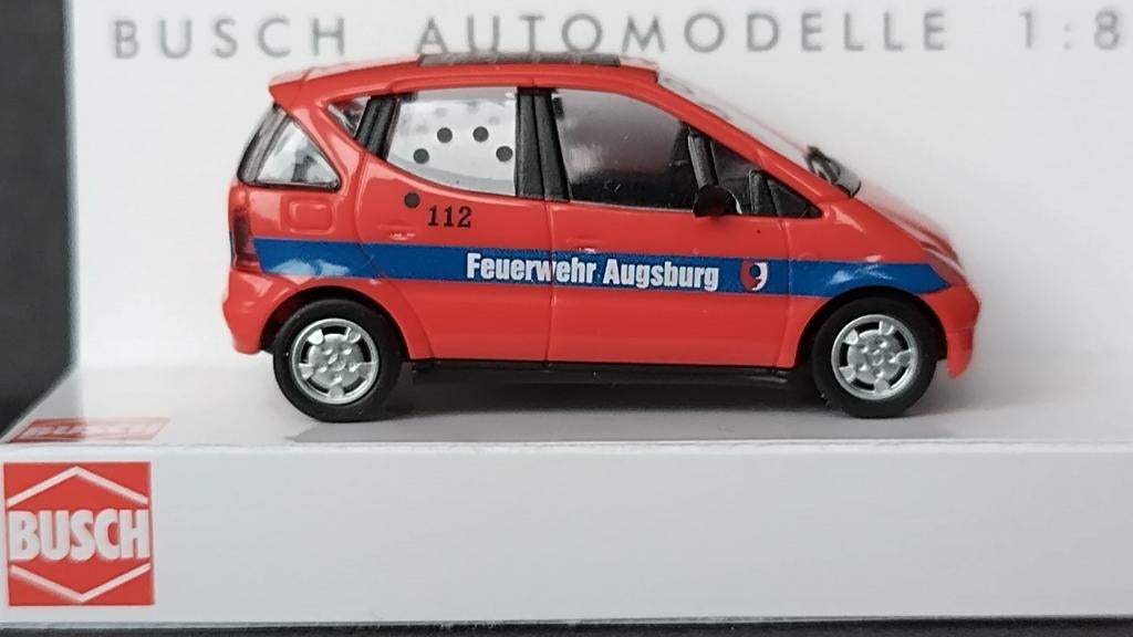 Mercedes Benz A Klasse Feuerwehr Augsburg 1:87 Busch Pol, Overige merken, Busch Gmbh, Auto, Verzenden