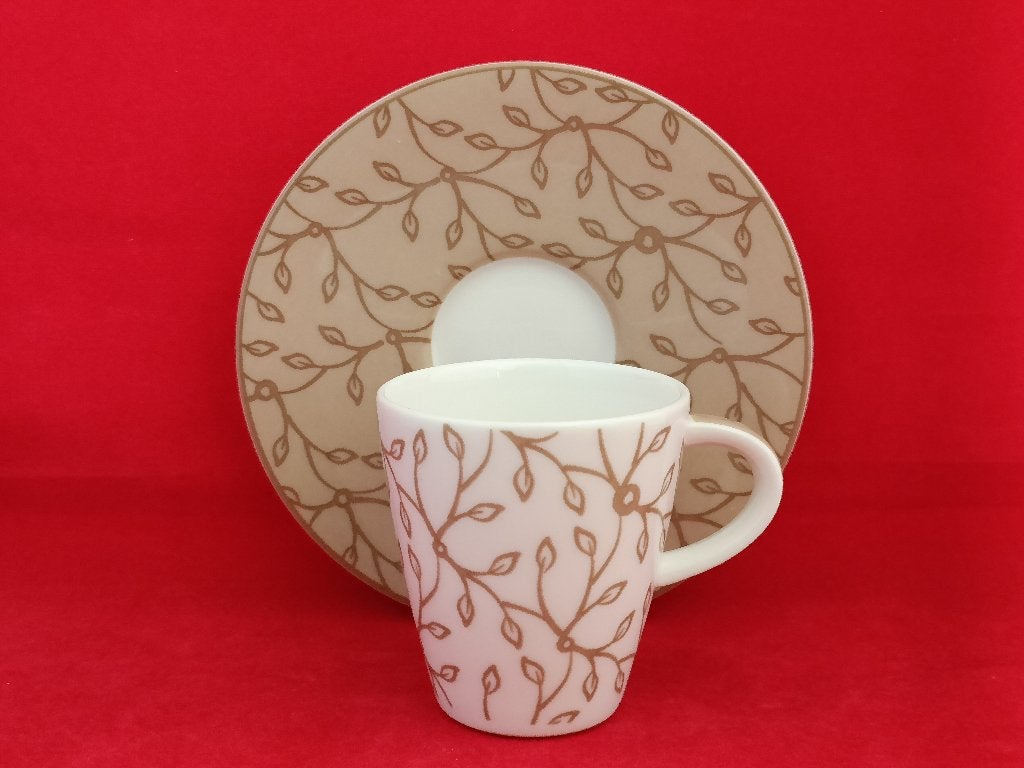 Villeroy & Boch Caffé Club Floral Caramel - espressokopje, Villeroy & Boch, Ophalen of Verzenden, Zo goed als nieuw, Overige stijlen