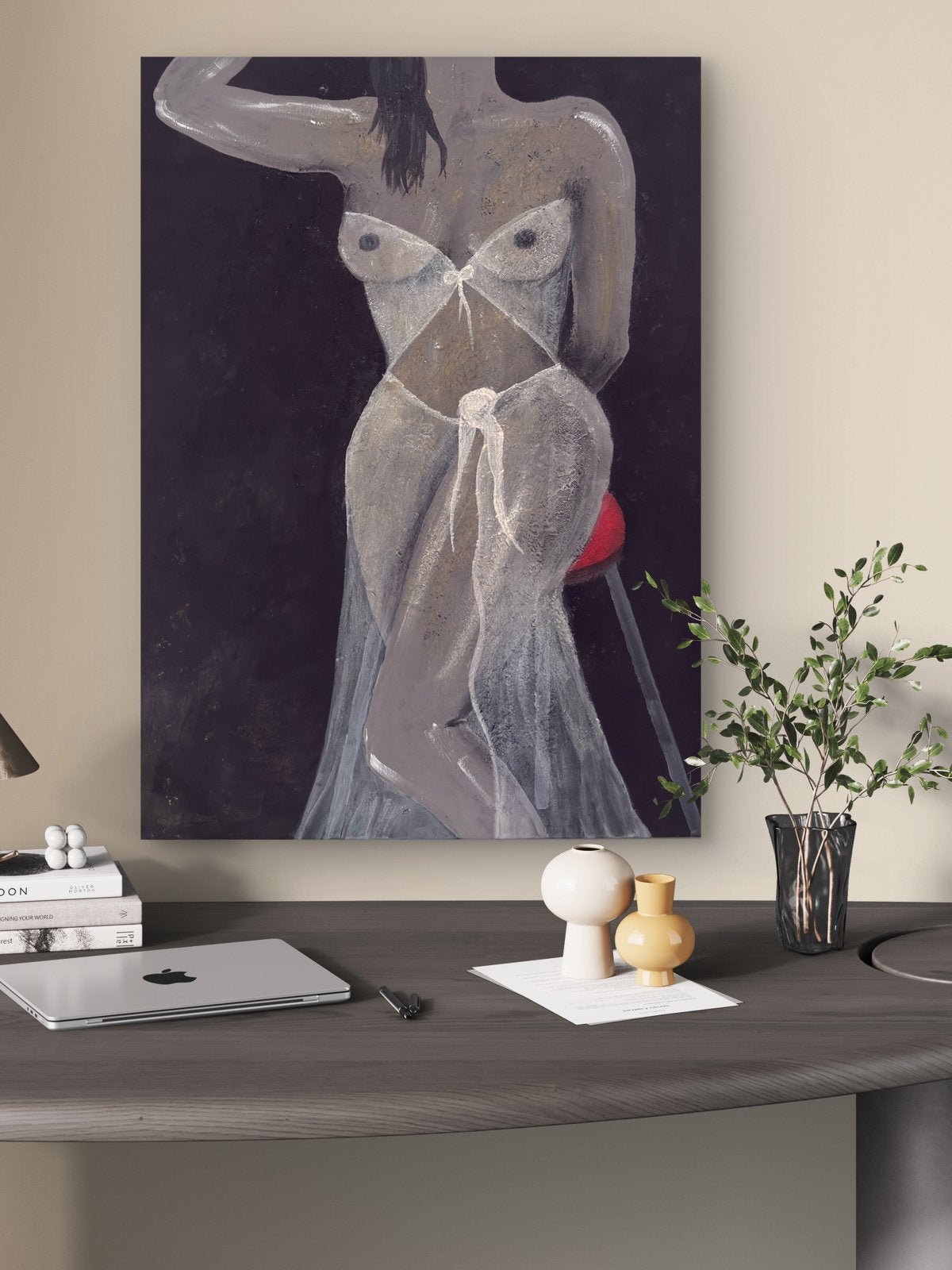 Modern sensueel schilderij vrouw  80x60, Huis en Inrichting, Ophalen, Oorspronkelijke maker, Nieuw, Schilderij