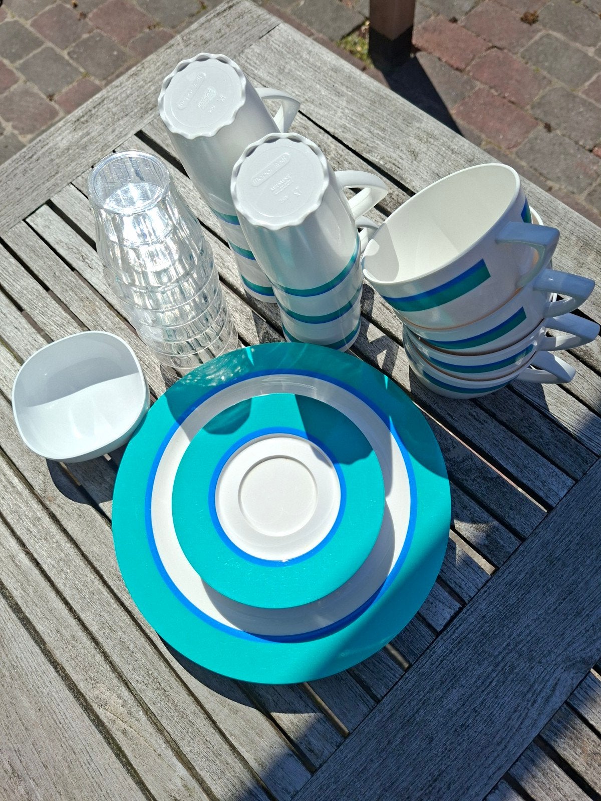 Mepal rosti campingservies wit/groen/blauw, Ophalen, Zo goed als nieuw